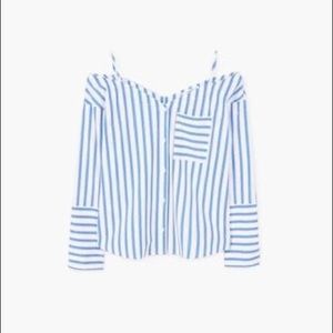 Mango off the shoulder button up shirt